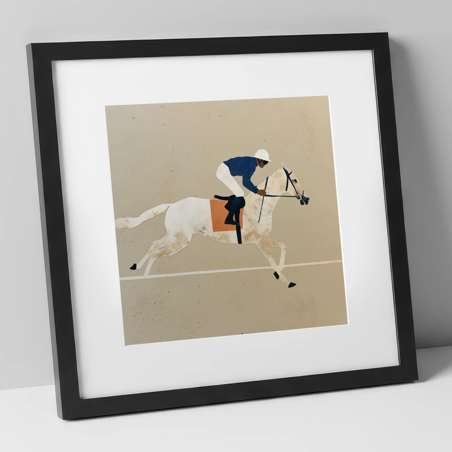 The Final Stride racing horse art print in black frame