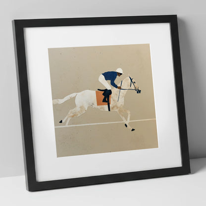 The Final Stride racing horse art print in black frame
