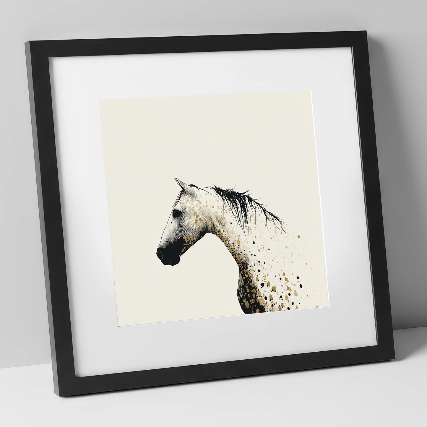 Gilded Ink Equine Profile horse breed art print in black frame