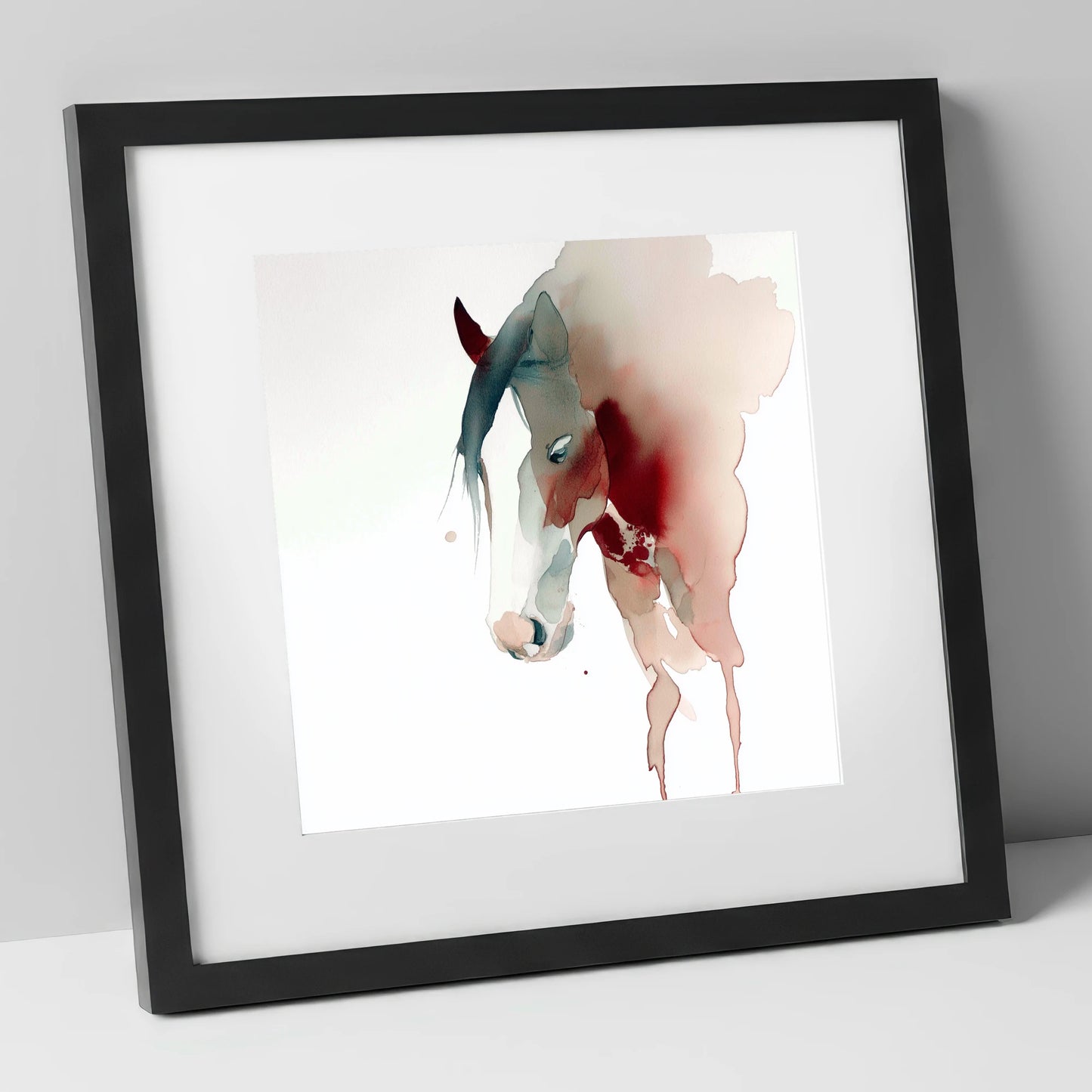 Crimson Silhouette horse breed art print in black frame