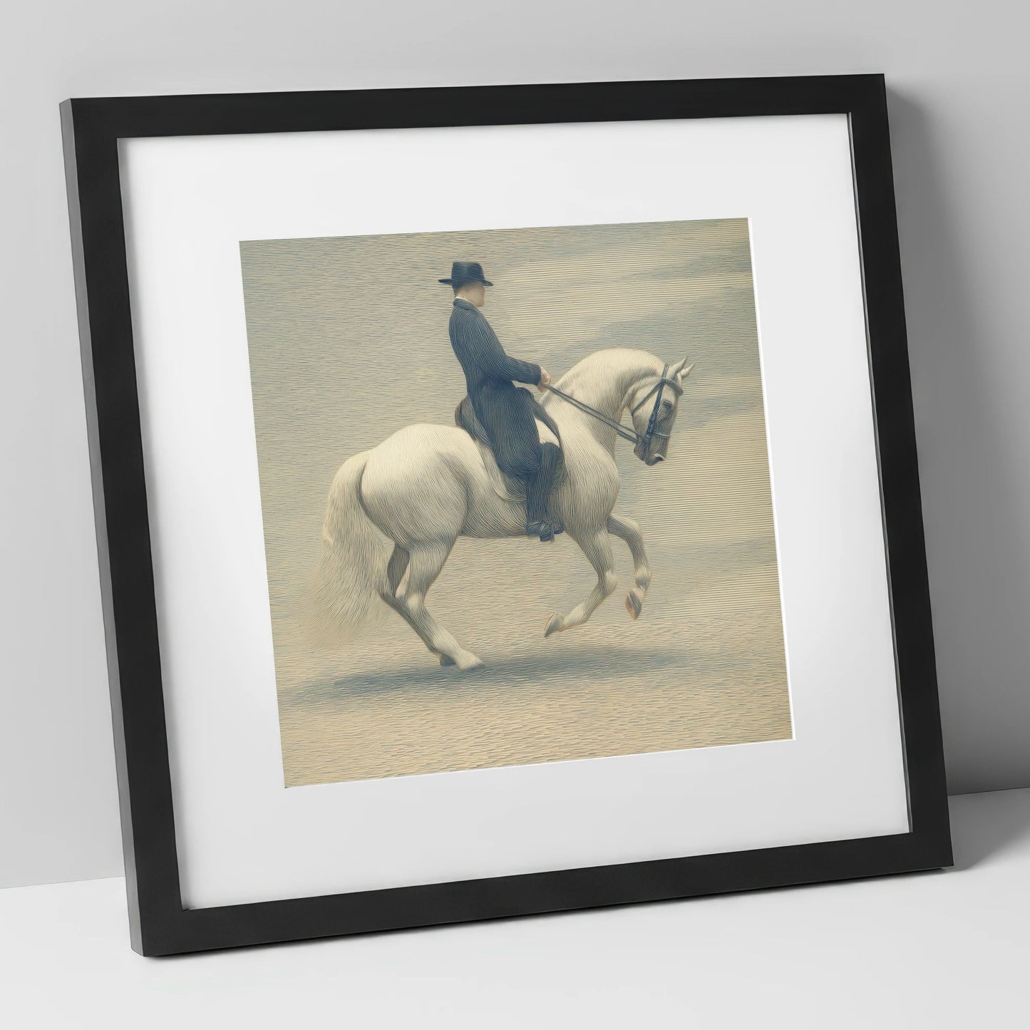 Classical Dressage Harmony dressage horse art print in black frame