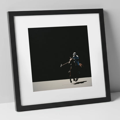 Shadows of the Chukka polo horse art print in black frame