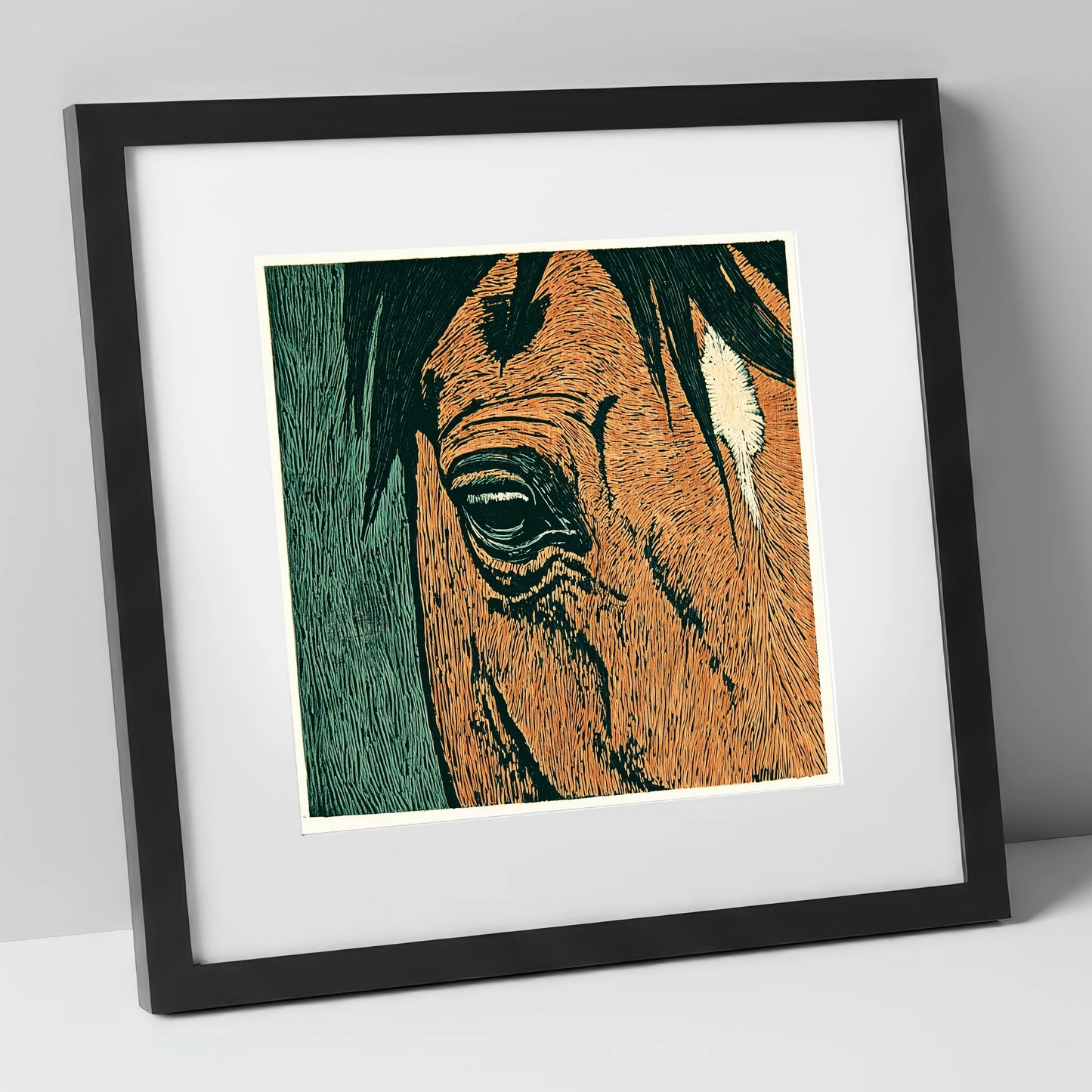The Chestnut Gaze horse portrait art print in black frame