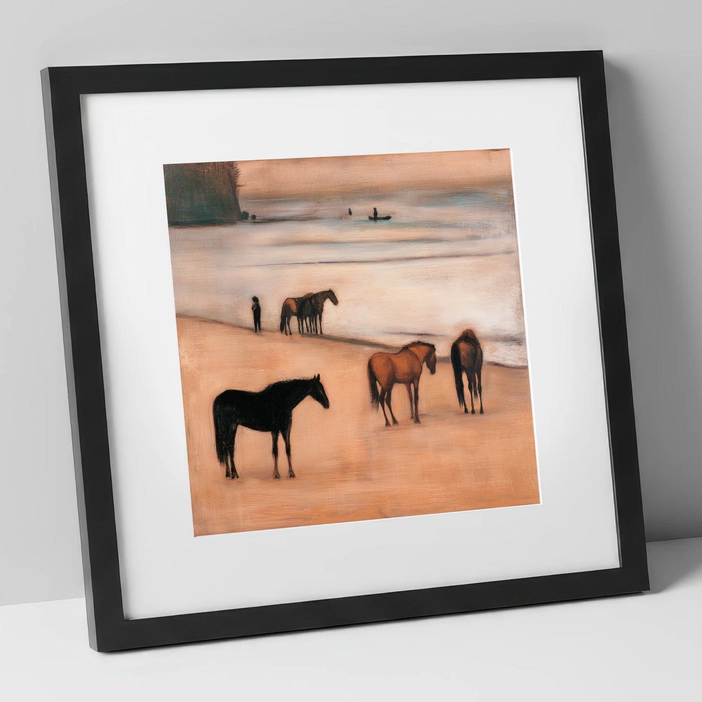 Serenity on the Sands horse landscape art print in black frame
