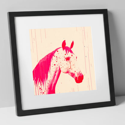 Bold Magenta Profile horse breed art print in black frame