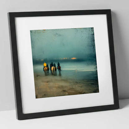 Twilight Beach Hack horse landscape art print in black frame