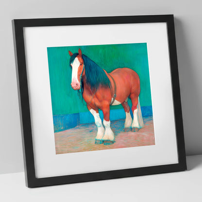 Vibrant Heavy Horse horse breed art print in black frame