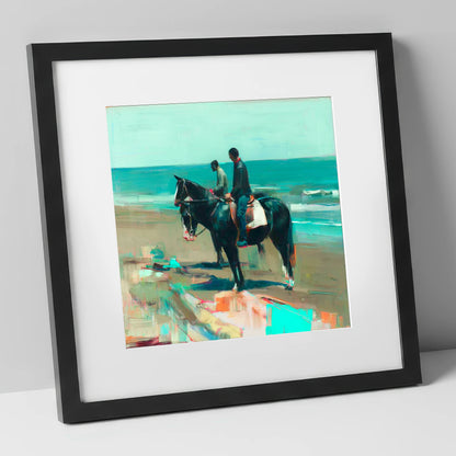The Shoreline Hack horse landscape art print in black frame