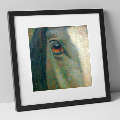 The Luminous Gaze horse portrait art print in black frame