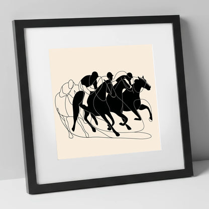 The Leading Pack racing horse art print in black frame