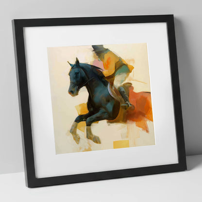 Kinetic Leap show jumping horse art print in black frame