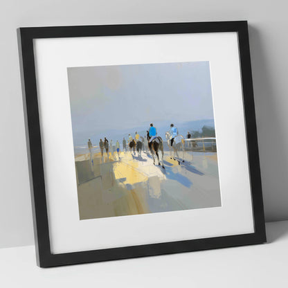 Heading to the Start racing horse art print in black frame