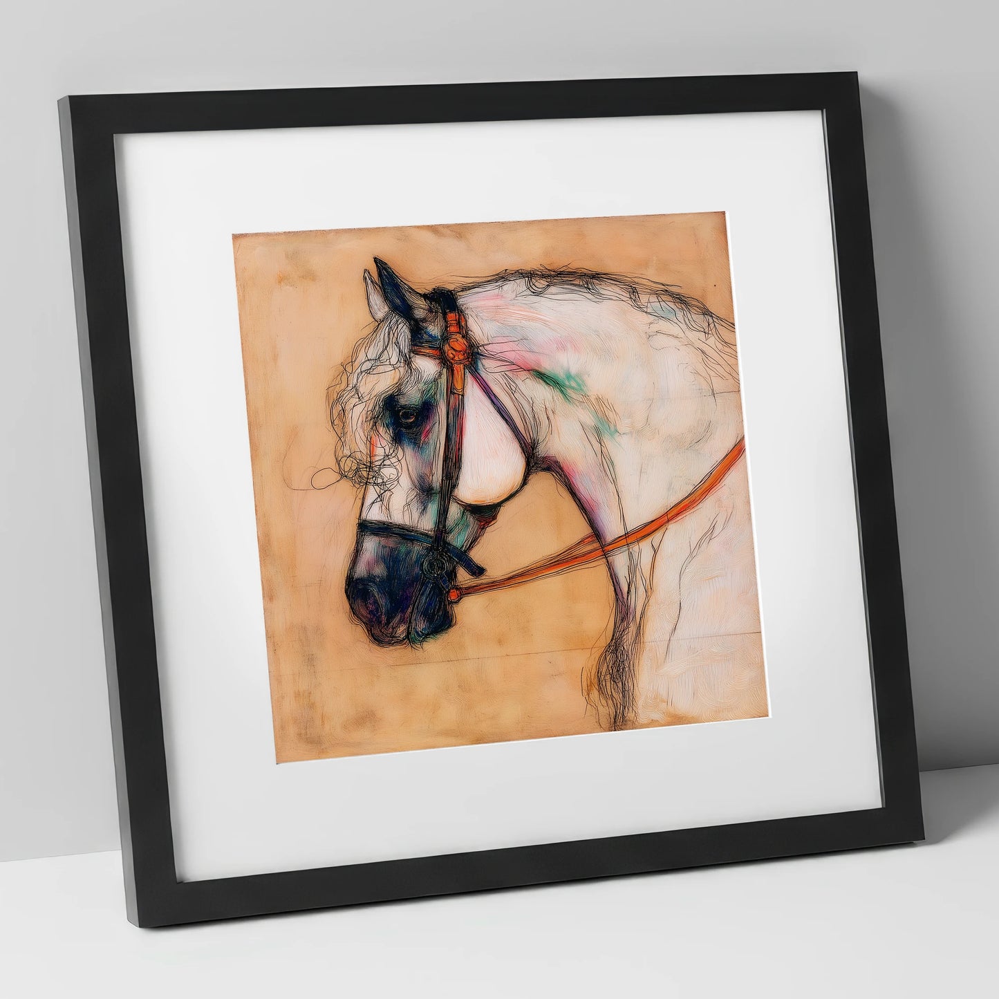 The Iberian Soul horse breed art print in black frame