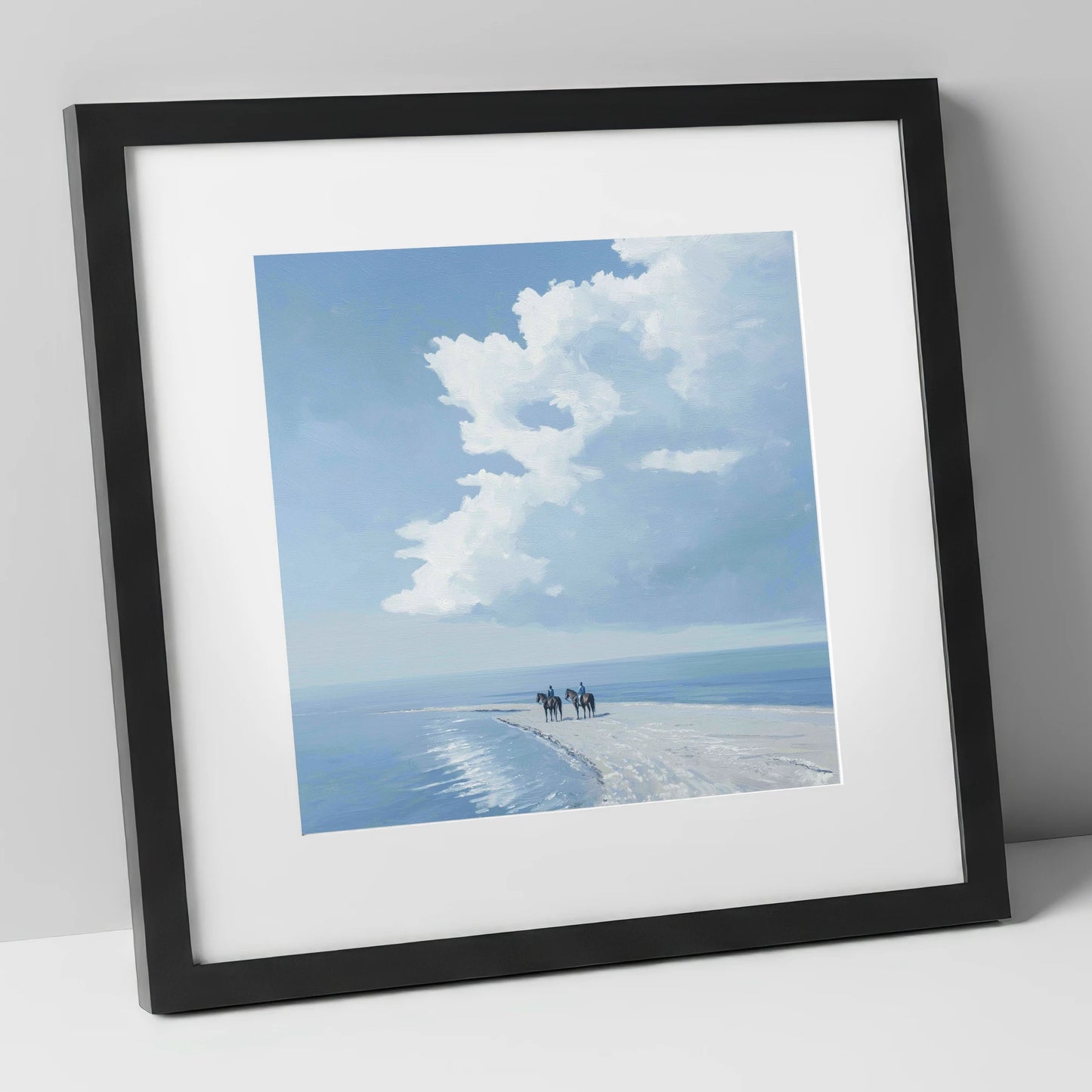 Edge of the Tide horse landscape art print in black frame