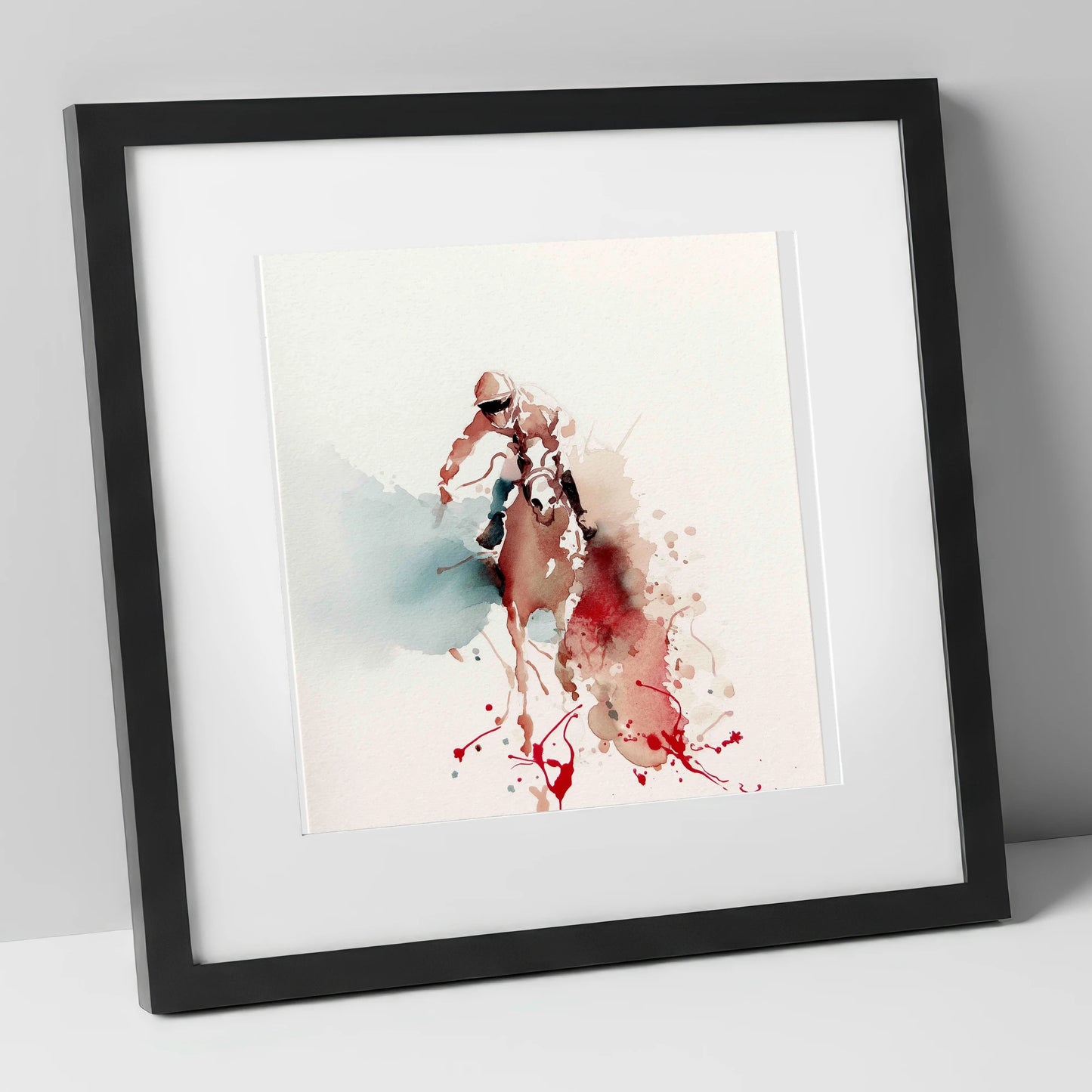 The Final Furlong racing horse art print in black frame