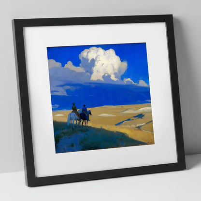 Beneath the Cobalt Sky horse landscape art print in black frame