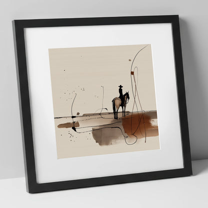 The Silent Frontier western horse art print in black frame