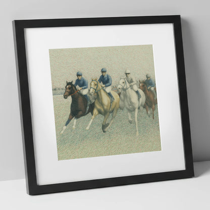 The Classic Field racing horse art print in black frame