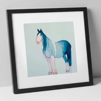 Fluid Cerulean Equine horse breed art print in black frame
