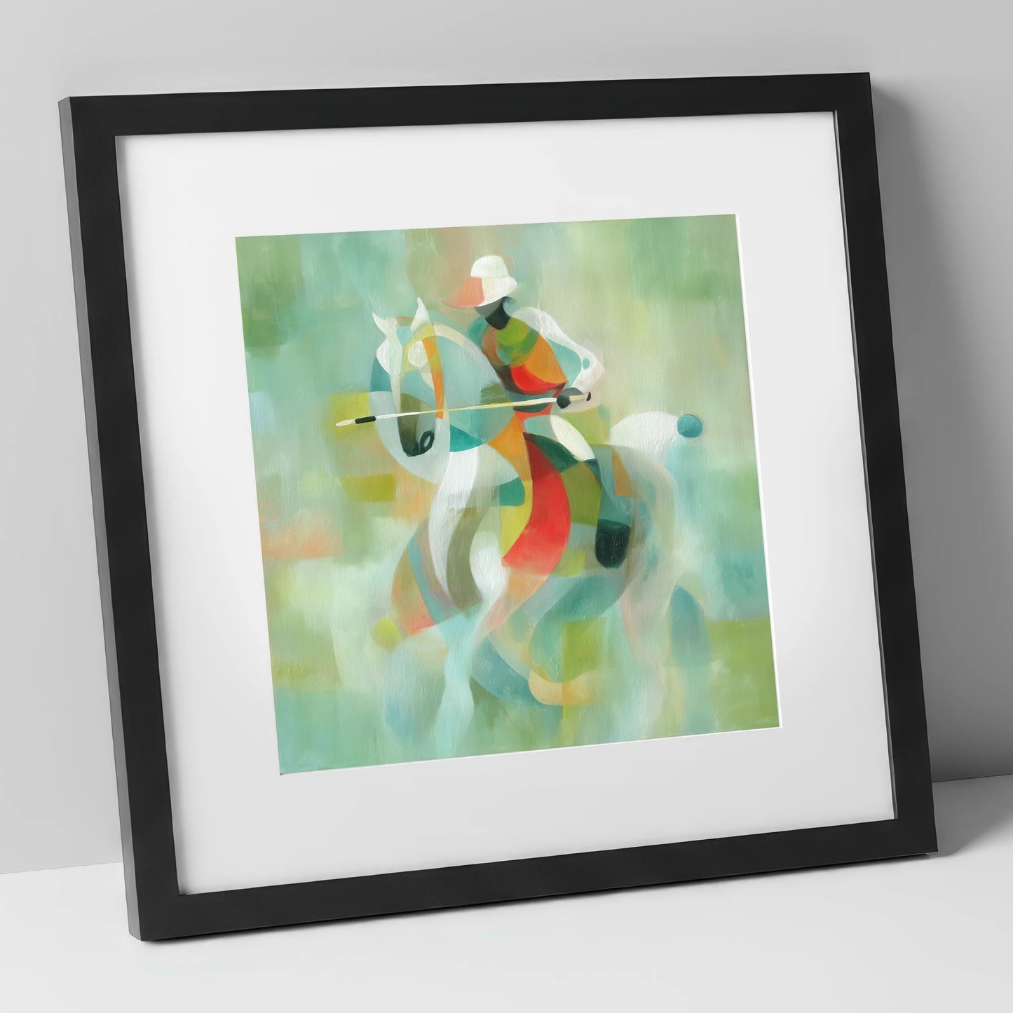 Harmonious Chukka polo horse art print in black frame