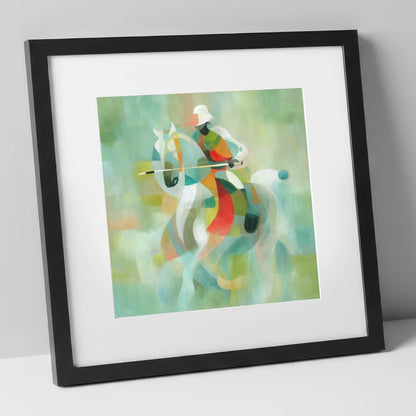 Harmonious Chukka polo horse art print in black frame
