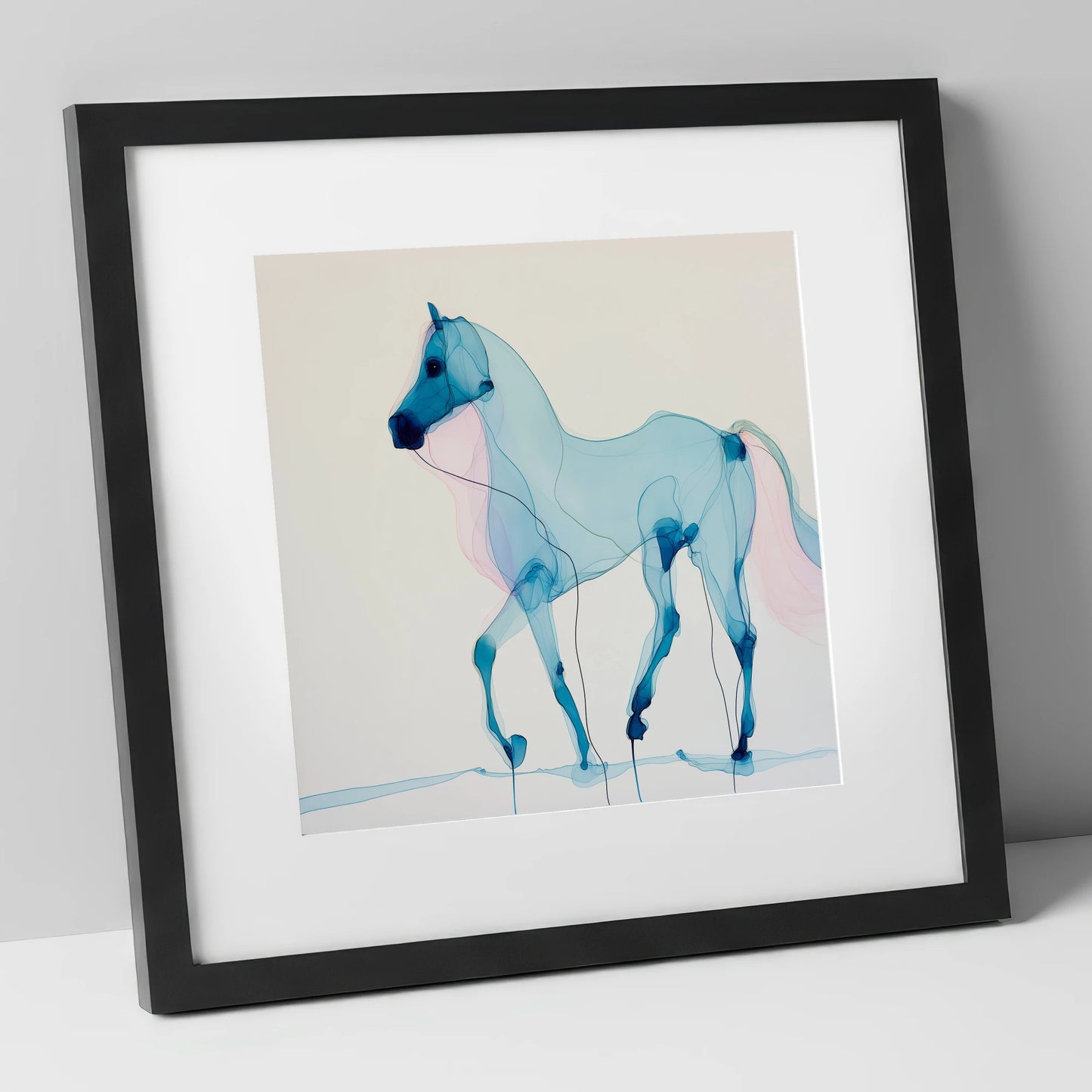 Cerulean Grace horse breed art print in black frame