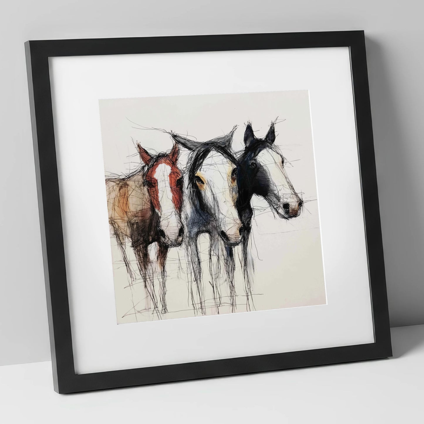 Restless Spirits wild horses art print in black frame
