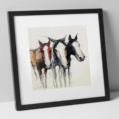 Restless Spirits wild horses art print in black frame