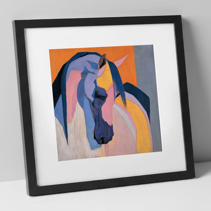 Colourful Abstract Horse Profile horse breed art print in black frame