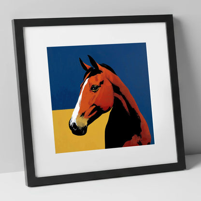 Bold Chestnut Portrait horse portrait art print in black frame