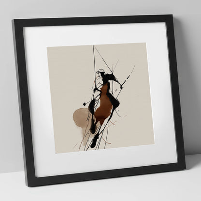 Dynamic Polo Strike polo horse art print in black frame