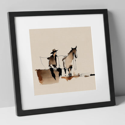Rest on the Trail western horse art print in black frame