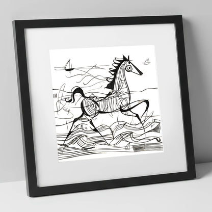 Structural Seaside Canter beach horse art print in black frame