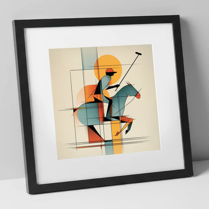 Structured Chukka polo horse art print in black frame
