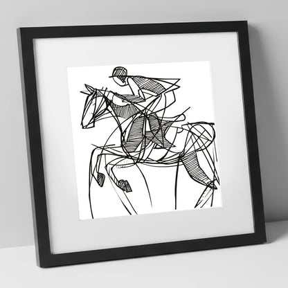 Dynamic Line Jumper show jumping horse art print in black frame