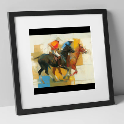The Final Chukka polo horse art print in black frame