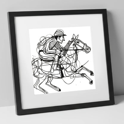 The Abstract Sprint racing horse art print in black frame