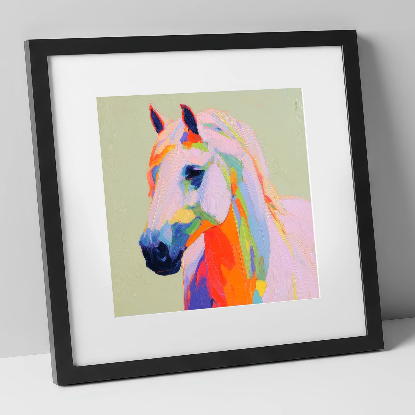 Vivid Equine Profile horse breed art print in black frame