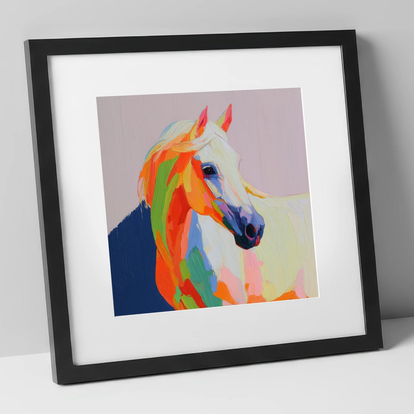 Vivid Equine Profile horse breed art print in black frame