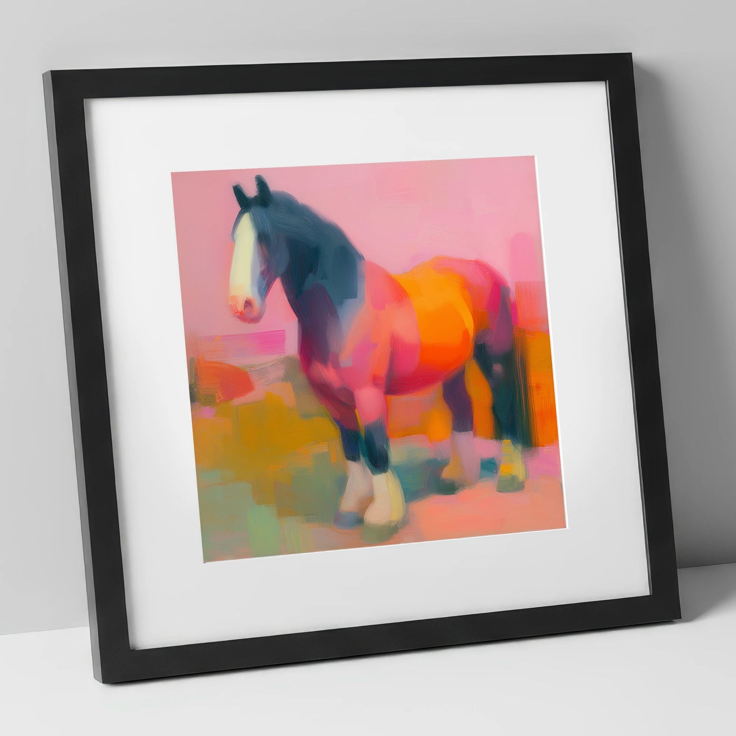 Vibrant Heavy Horse horse breed art print in black frame