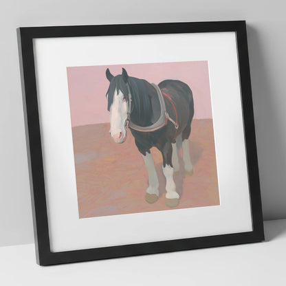 The Gentle Heavy horse breed art print in black frame