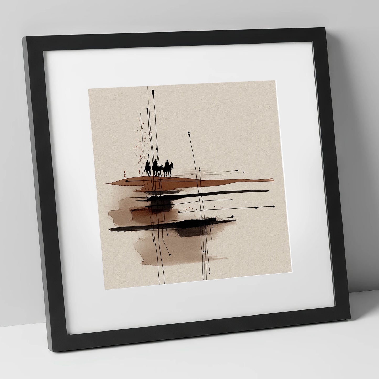 Distant Horizon Riders horse landscape art print in black frame