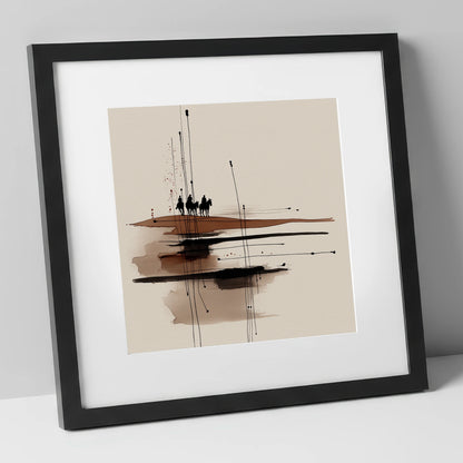 Distant Horizon Riders horse landscape art print in black frame