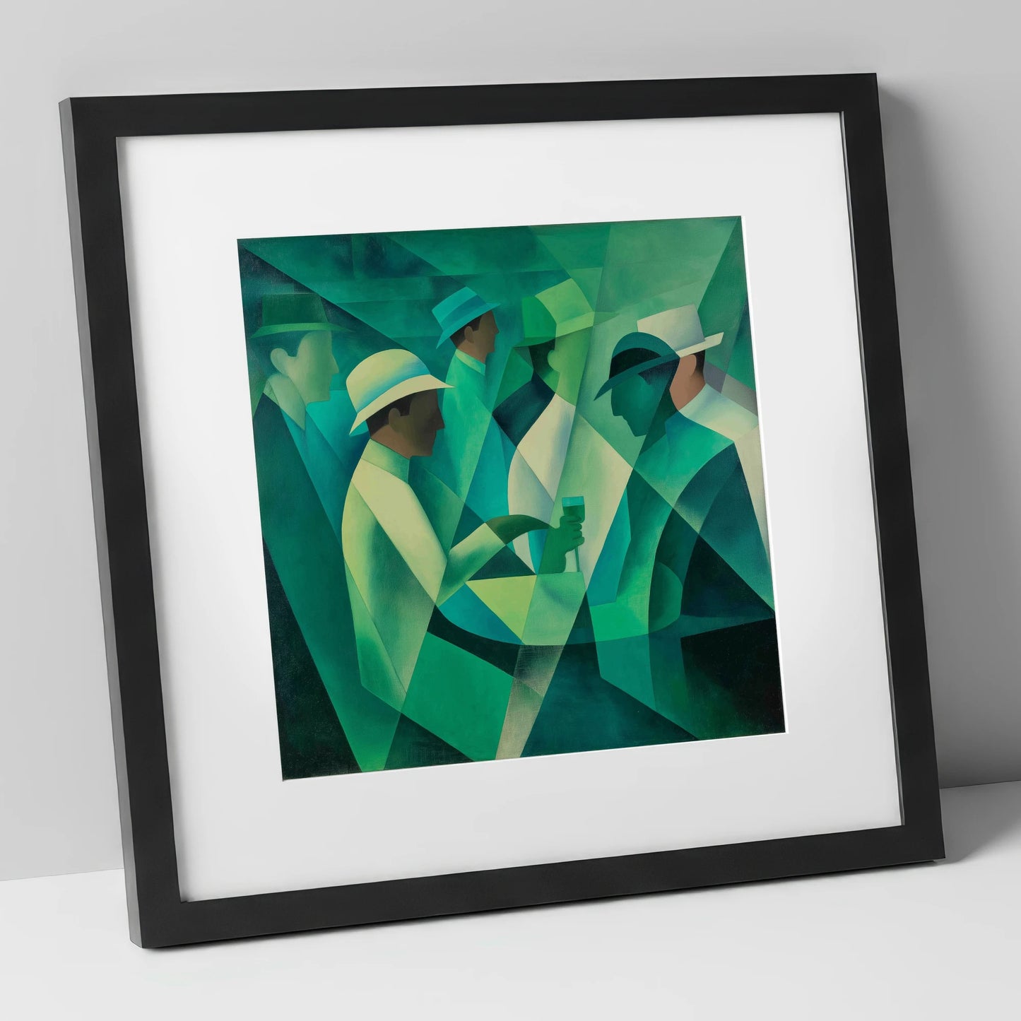 The Emerald Enclosure racing horse art print in black frame
