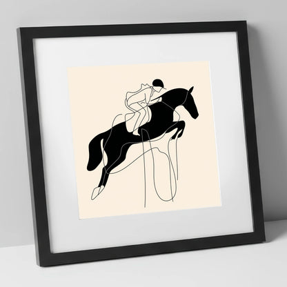 Flight and Form show jumping horse art print in black frame