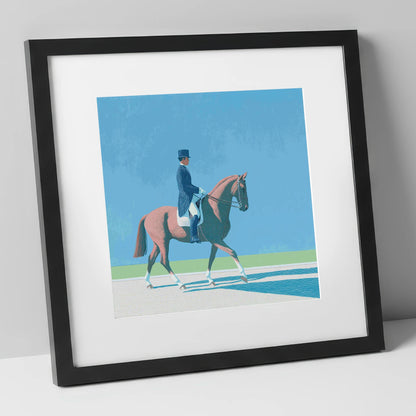 Collected Harmony dressage horse art print in black frame