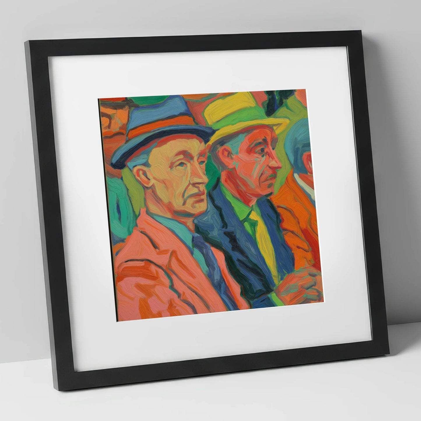 Men of the Turf racing horse art print in black frame