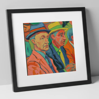 Men of the Turf racing horse art print in black frame