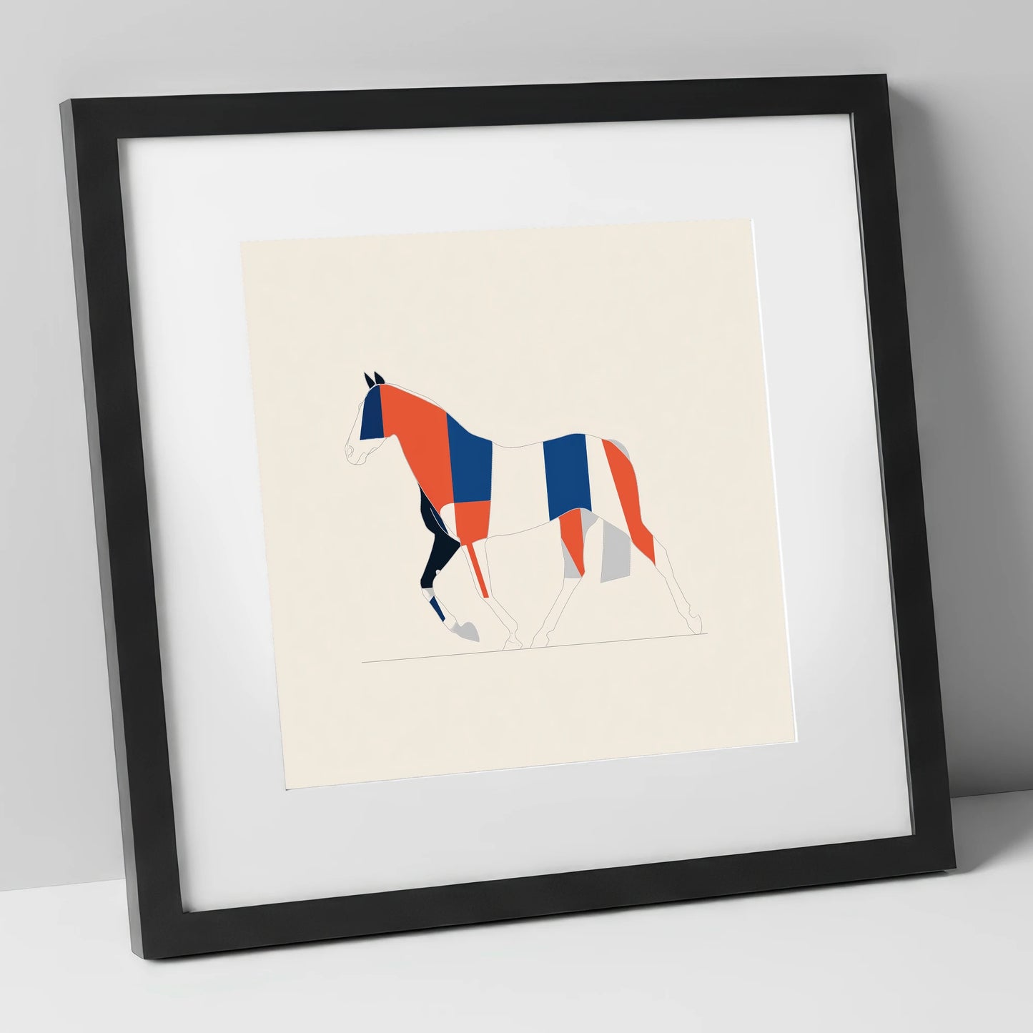 Graphic Equine Geometry horse breed art print in black frame