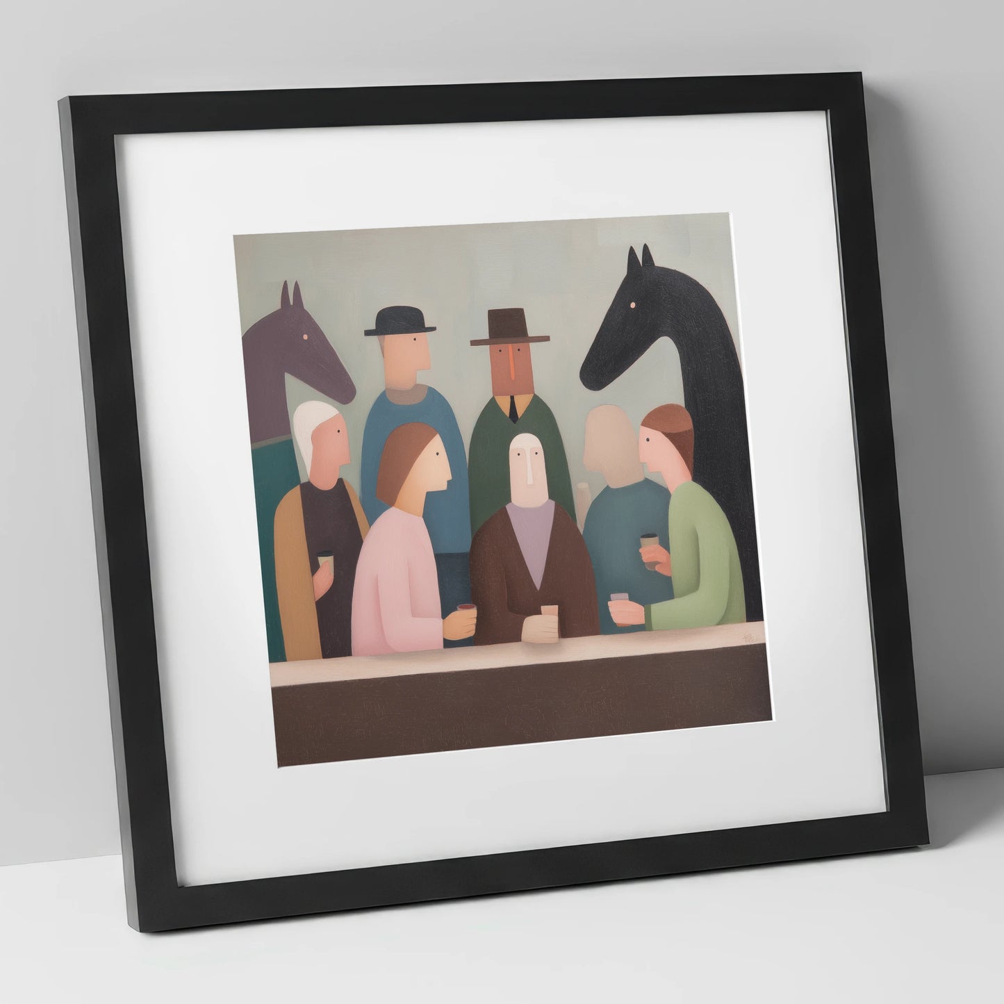 After the Last Race racing horse art print in black frame